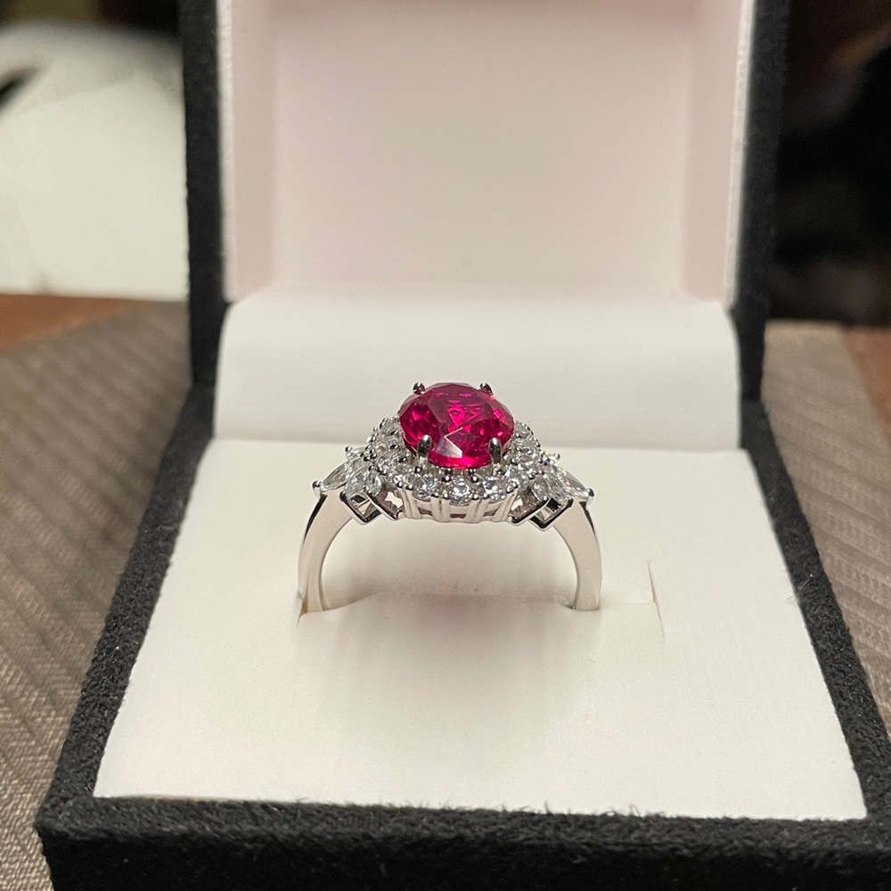 Lab Created Ruby And White Cubic Zirconia Rhodium… - image 8